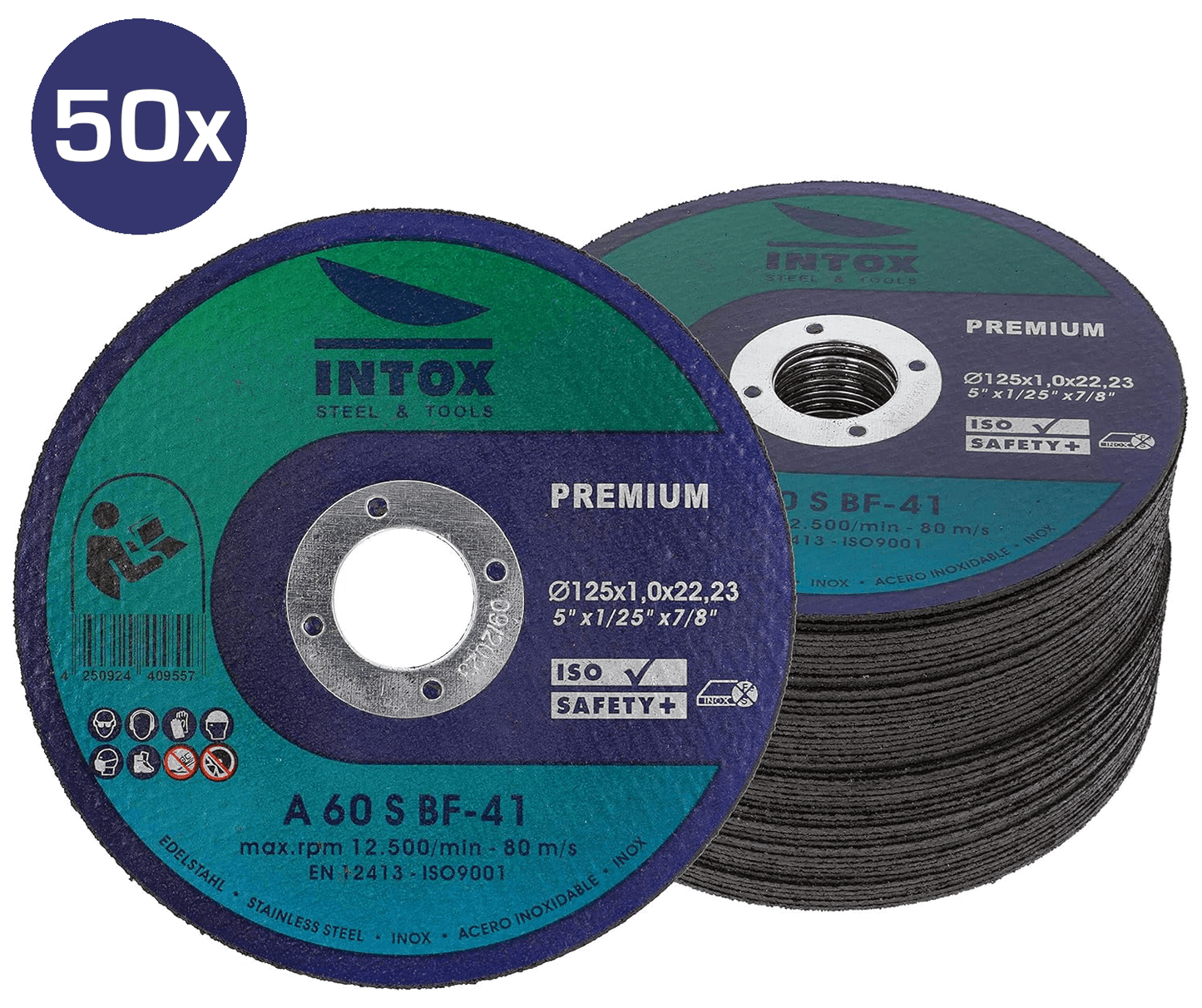 INTOX Trennscheibe 125 mm für Metall, Edelstahl uvm. - Premium Flexscheiben für Winkelschleifer.