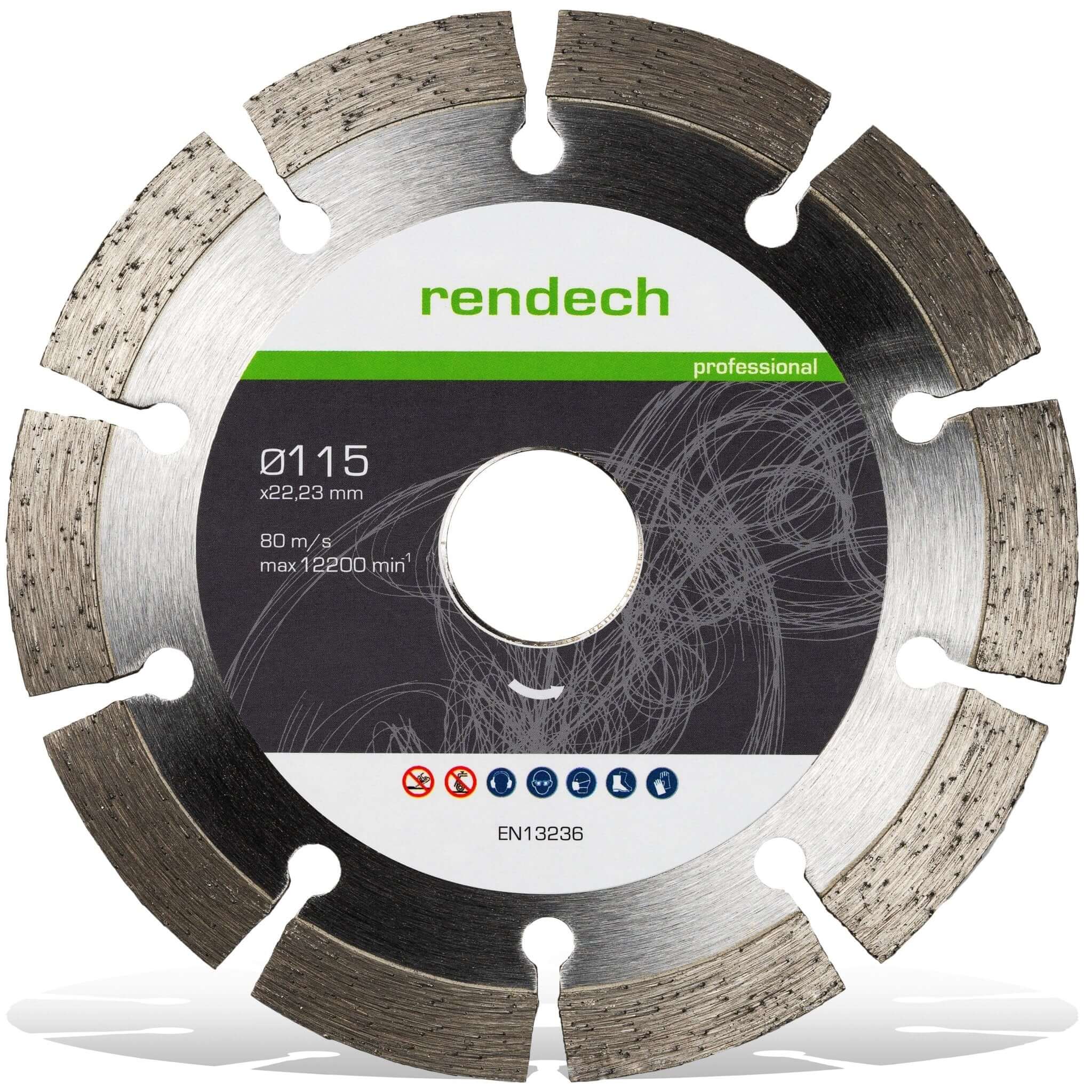 Hochwertige Diamanttrennscheibe 115 mm für präzises Schneiden, konzipiert für Langlebigkeit und Effizienz im professionellen Einsatz.