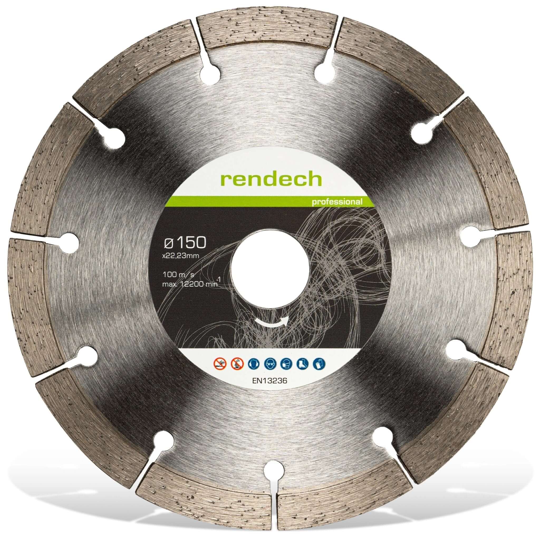 Diamant Trennscheibe 150 mm von Rendech, geeignet zum Trennen mit hoher Leistung und Haltbarkeit.
