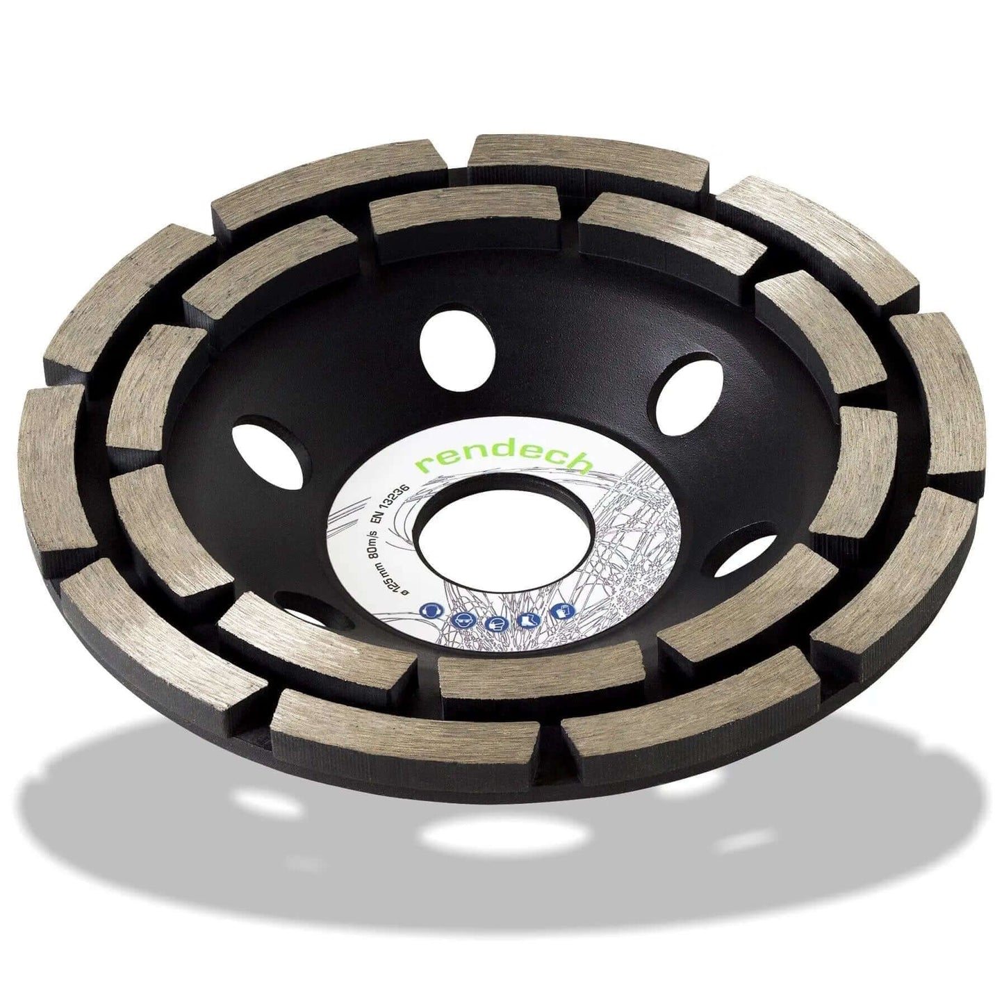 Diamant Schleifscheibe 125 mm für Beton und Estrich, hochwertige 2-reihige Segmente, ideal für professionellen Einsatz.