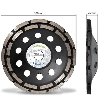 Betonschleifer 180mm für Estrich und Mauerwerk, mit 2-reihigen Segmenten für Profiqualität