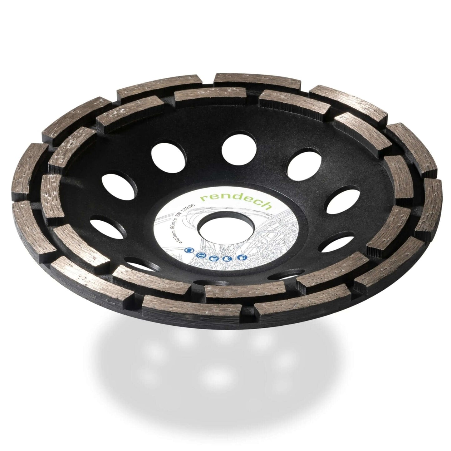 Betonschleifer 180mm Schleifteller für Estrich, Beton und Mauerwerk mit 2-reihigen Segmenten.