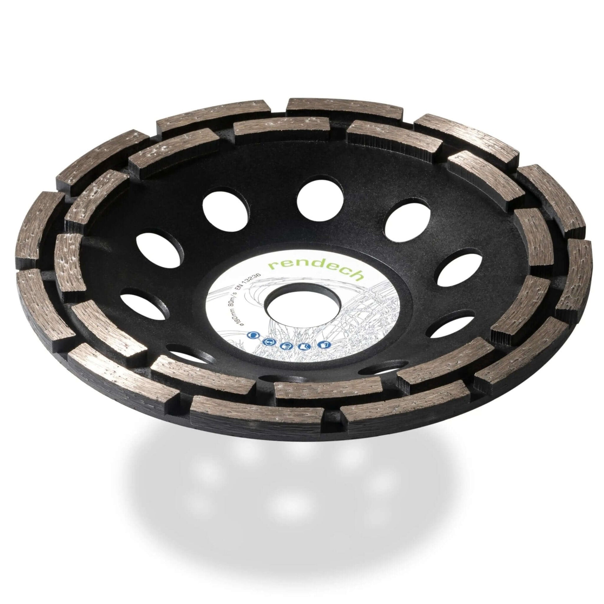 Betonschleifer 180mm Schleifteller für Estrich, Beton und Mauerwerk mit 2-reihigen Segmenten.