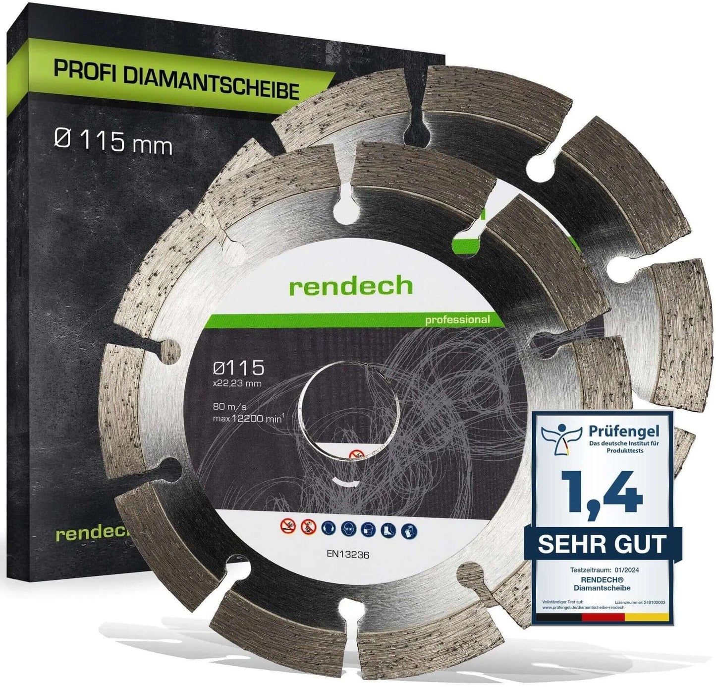 Diamant Trennscheibe 115 mm für Beton und Stein mit Profi-Qualität, langlebig und effizient.