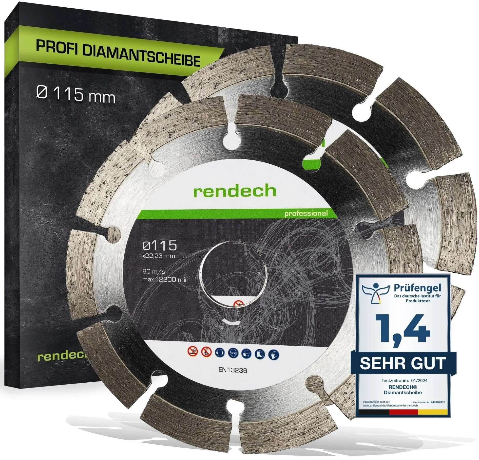 Diamant Trennscheibe 115 mm für Beton und Stein mit Profi-Qualität, langlebig und effizient.