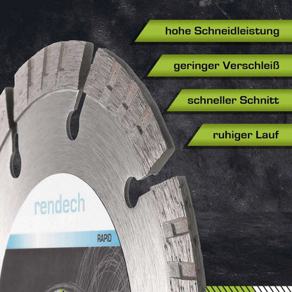 Turbo Trennscheibe 125 mm für Granit, Beton, Stein mit hoher Schneidleistung und geringem Verschleiß.