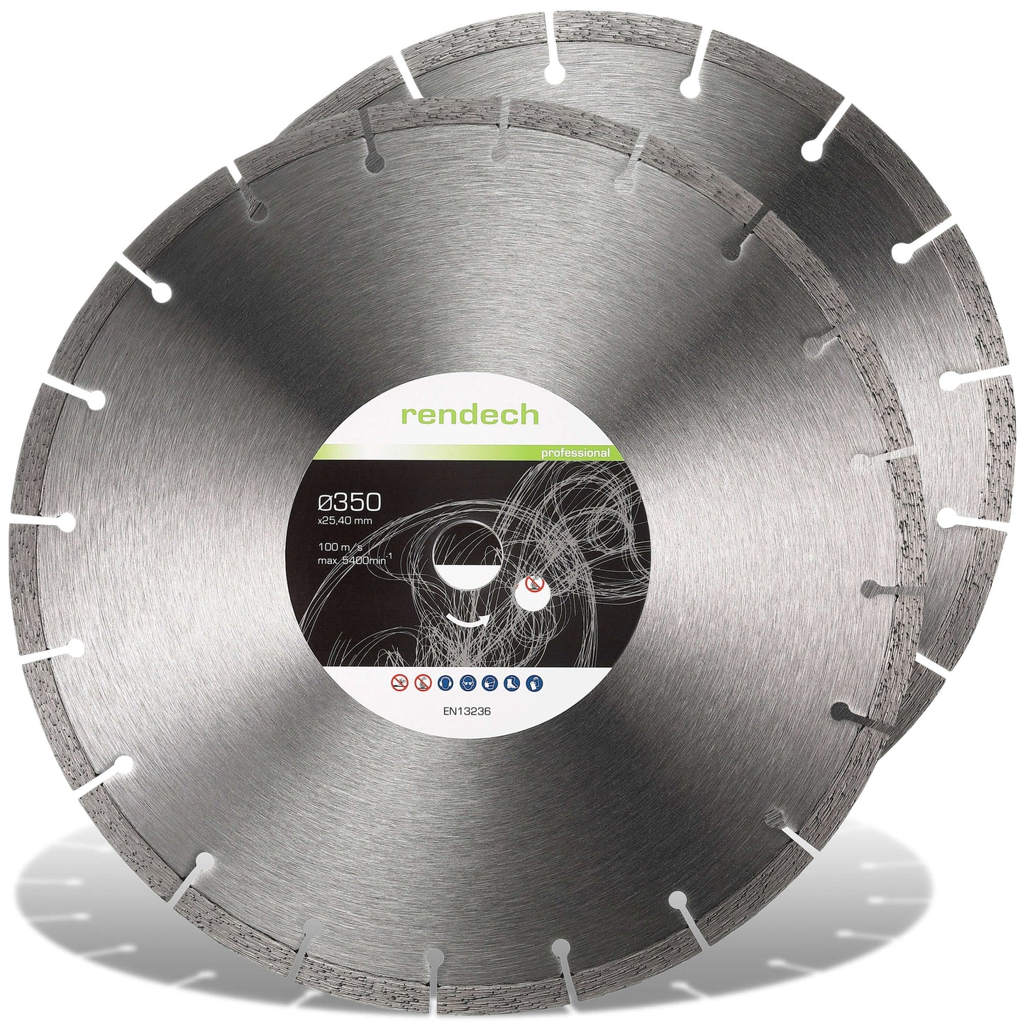 2x Diamantscheibe 350 mm für Beton und Stein mit Qualitätszertifikat EN13236.