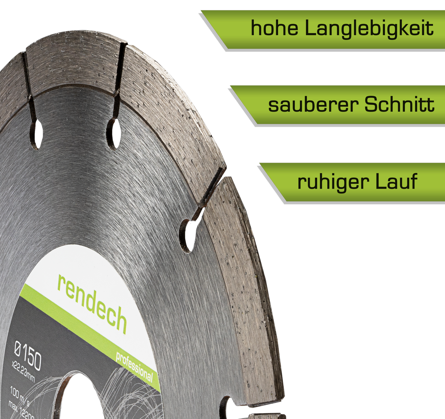 Diamantscheibe 150 mm mit hoher Langlebigigkeit, sauberem Schnitt und ruhigem Lauf für verschiedene Materialien.