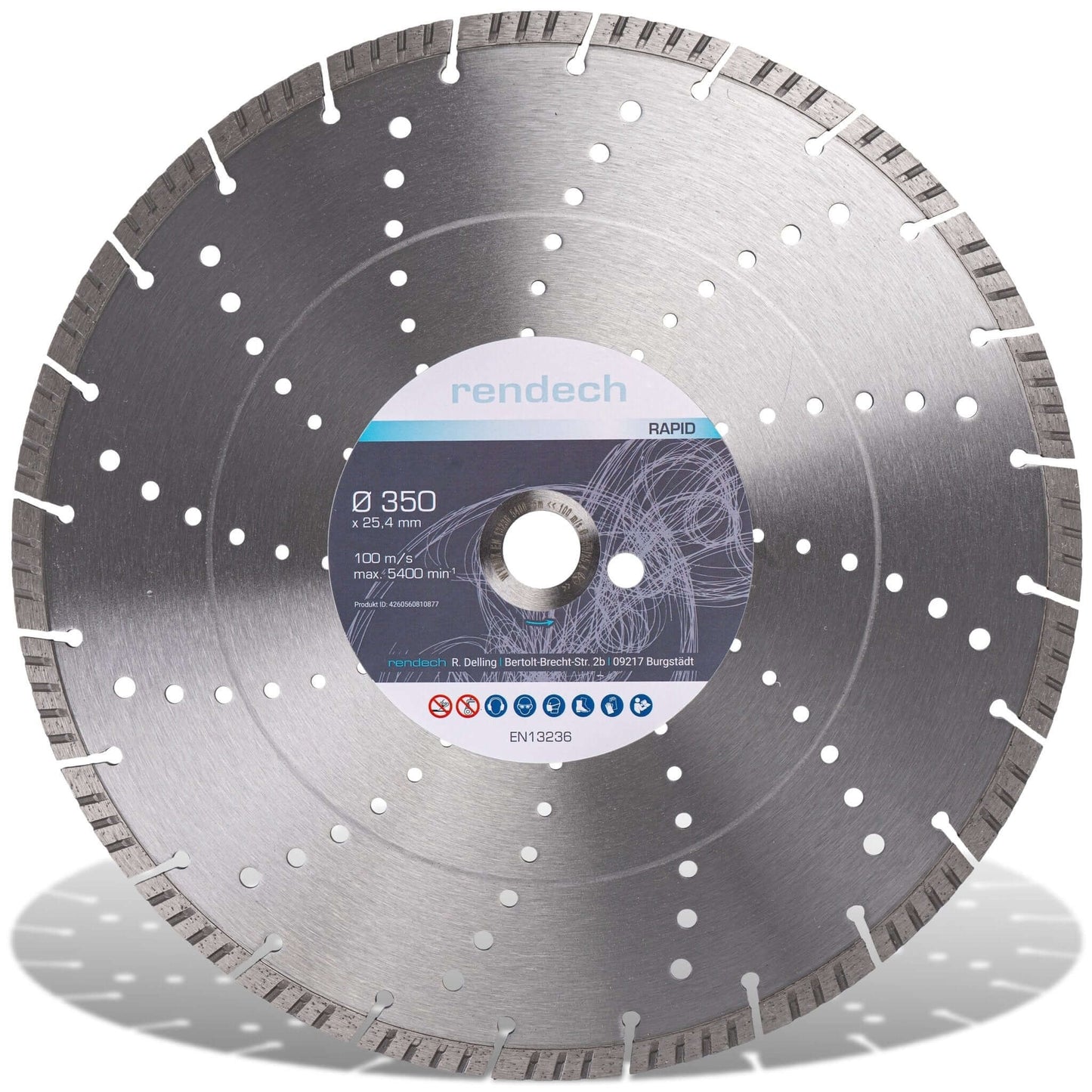 Diamant Trennscheibe 350 mm für Beton und Granit, Profi Qualität mit Turbo-Segmenten, ruhiger Lauf.