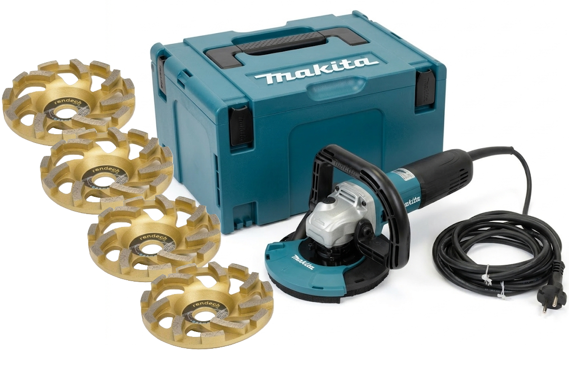 Betonschleifer 125 mm mit 4x Profi Diamantschleiftpf als Set
