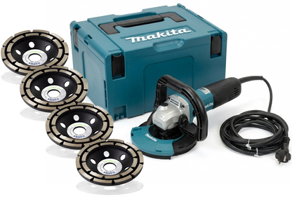 Makita Betonschleifer mit Absaugung als Set mit 4x Diamantschleiftopf
