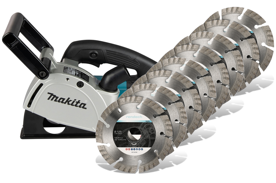Makita Mauernutfräse SG1251J + 8x Turbo Diamantscheiben