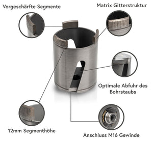 Matrix Diamant Bohrkrone 68mm zum Steckdosen bohren Dosensenker rendech 