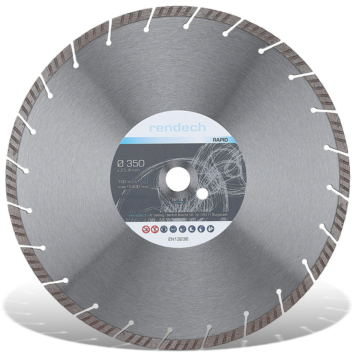Diamant Trennscheibe 350 mm für Beton und Granit, Profi Qualität mit Turbo-Segmenten, ruhiger Lauf.