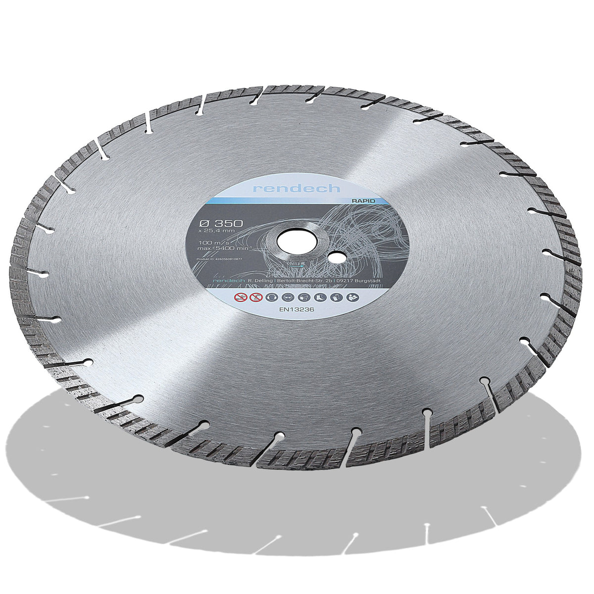 Diamant Trennscheibe 350 mm für Beton und Granit mit Turbo-Segmenten und hoher Schneidleistung.