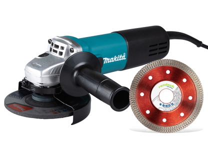 Makita Winkelschleifer 125 mm 840 W - Set mit Fliesenscheibe