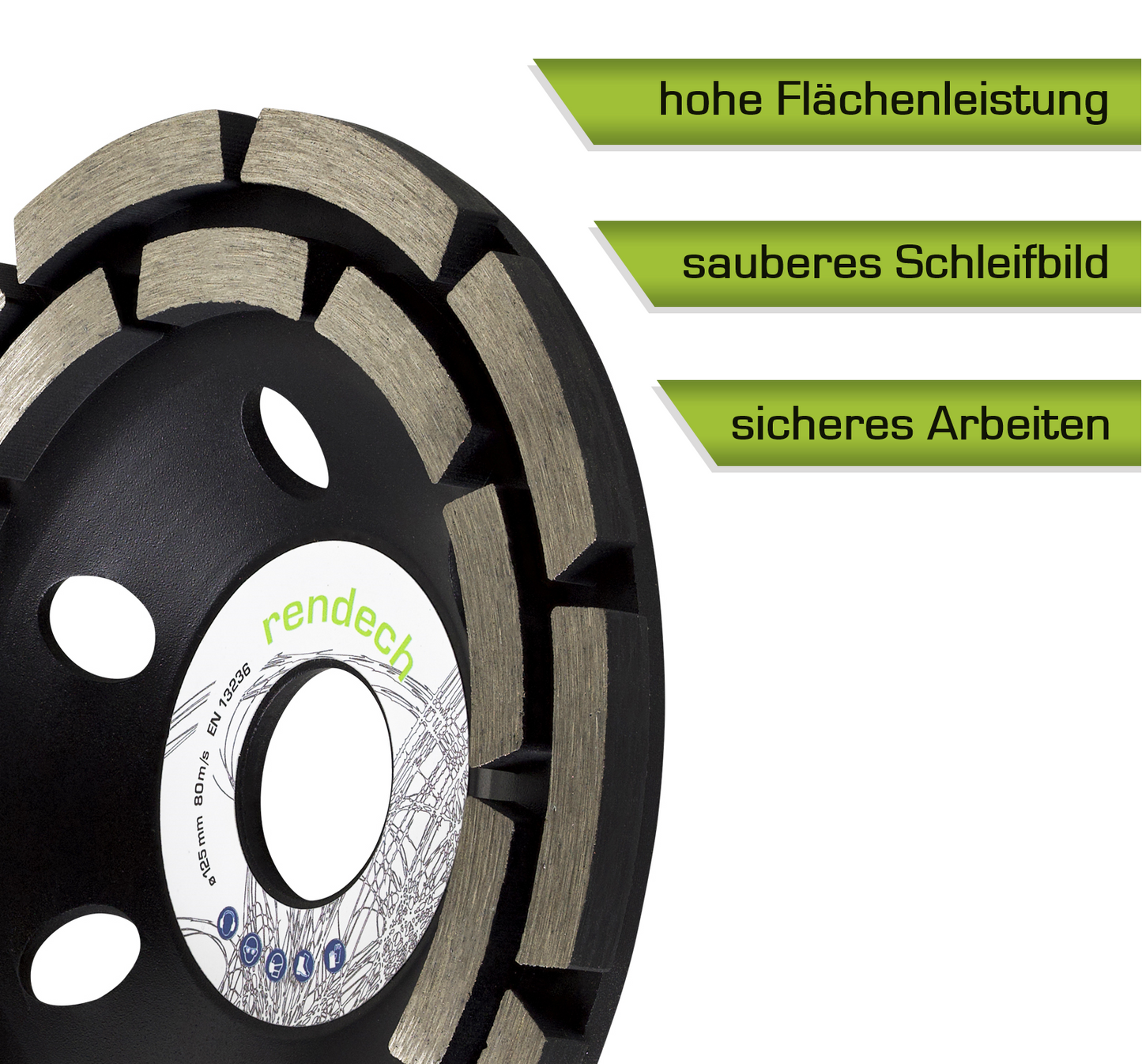 Diamant Schleiftopf 125 mm mit hohen Flächenleistungen, sauberem Schleifbild und sicherem Arbeiten.