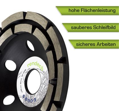Diamant Schleiftopf 125 mm mit hohen Flächenleistungen, sauberem Schleifbild und sicherem Arbeiten.