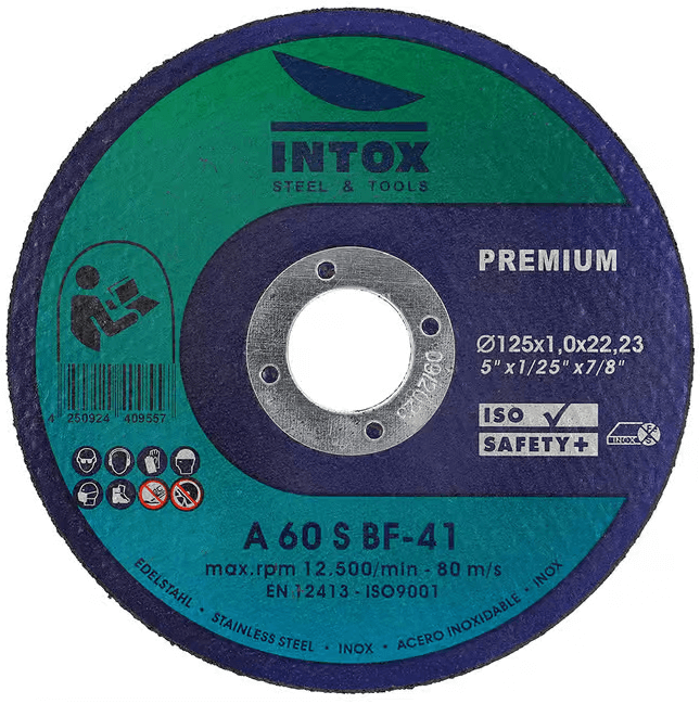 INTOX Trennscheibe 125 mm für Metall, Edelstahl uvm. ideal zum Schneiden, hohe Schnittqualität, professionelle Anwendung.