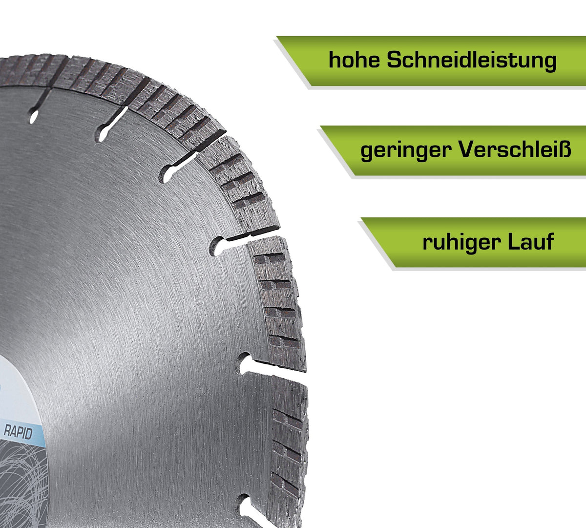 Diamant Trennscheibe 350 mm mit hoher Schneidleistung, geringem Verschleiß und ruhigem Lauf für Beton und Granit.