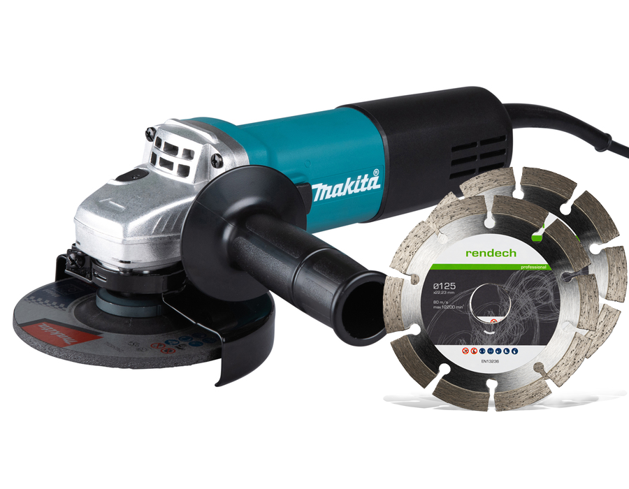 Makita Winkelschleifer 125 mm 840 W - Set mit 2x Diamantscheiben