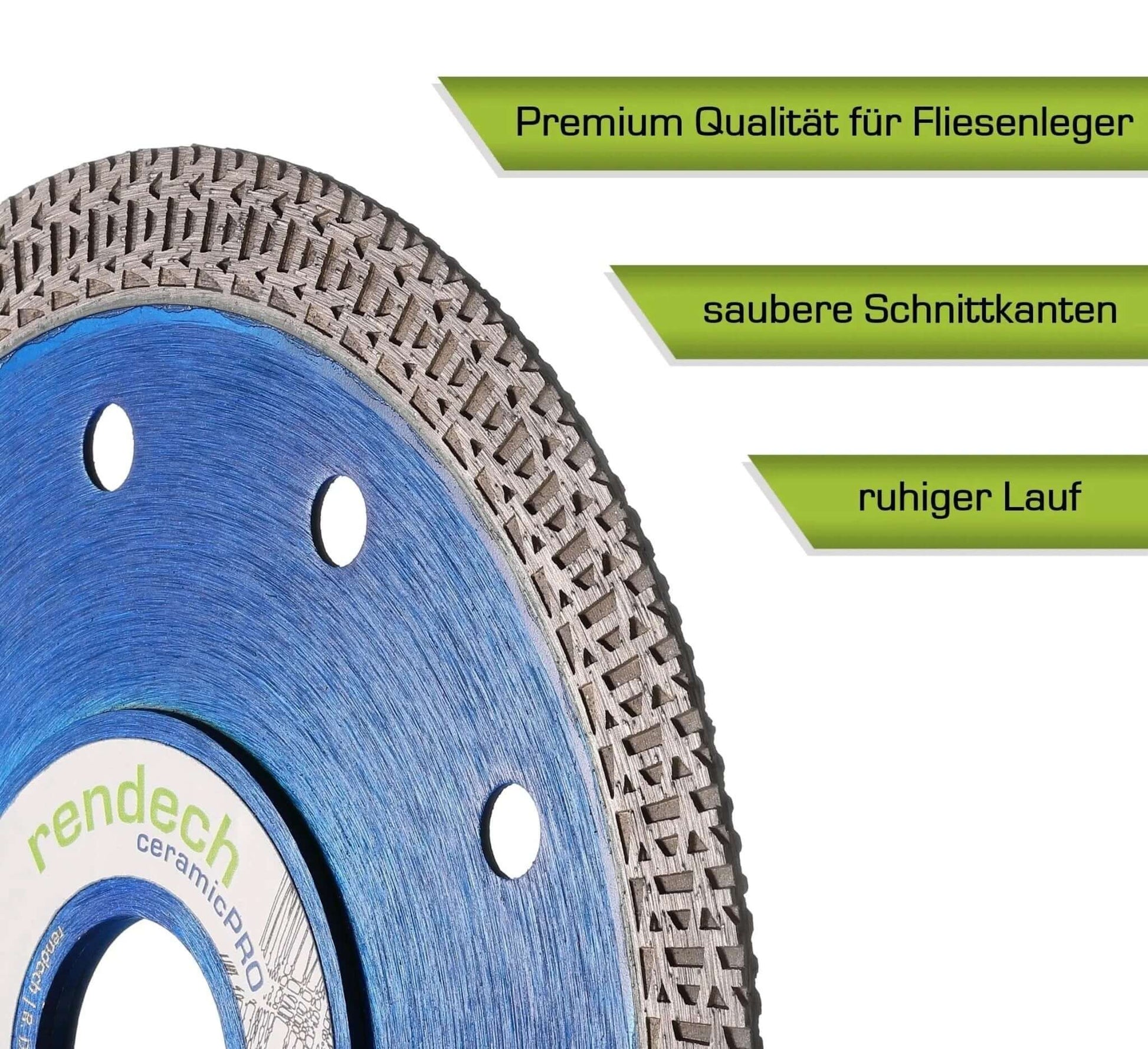 Profi Diamantscheibe 115mm für Fliesen, Granit und Naturstein mit Turbo Cut Segmenten für saubere Schnitte.