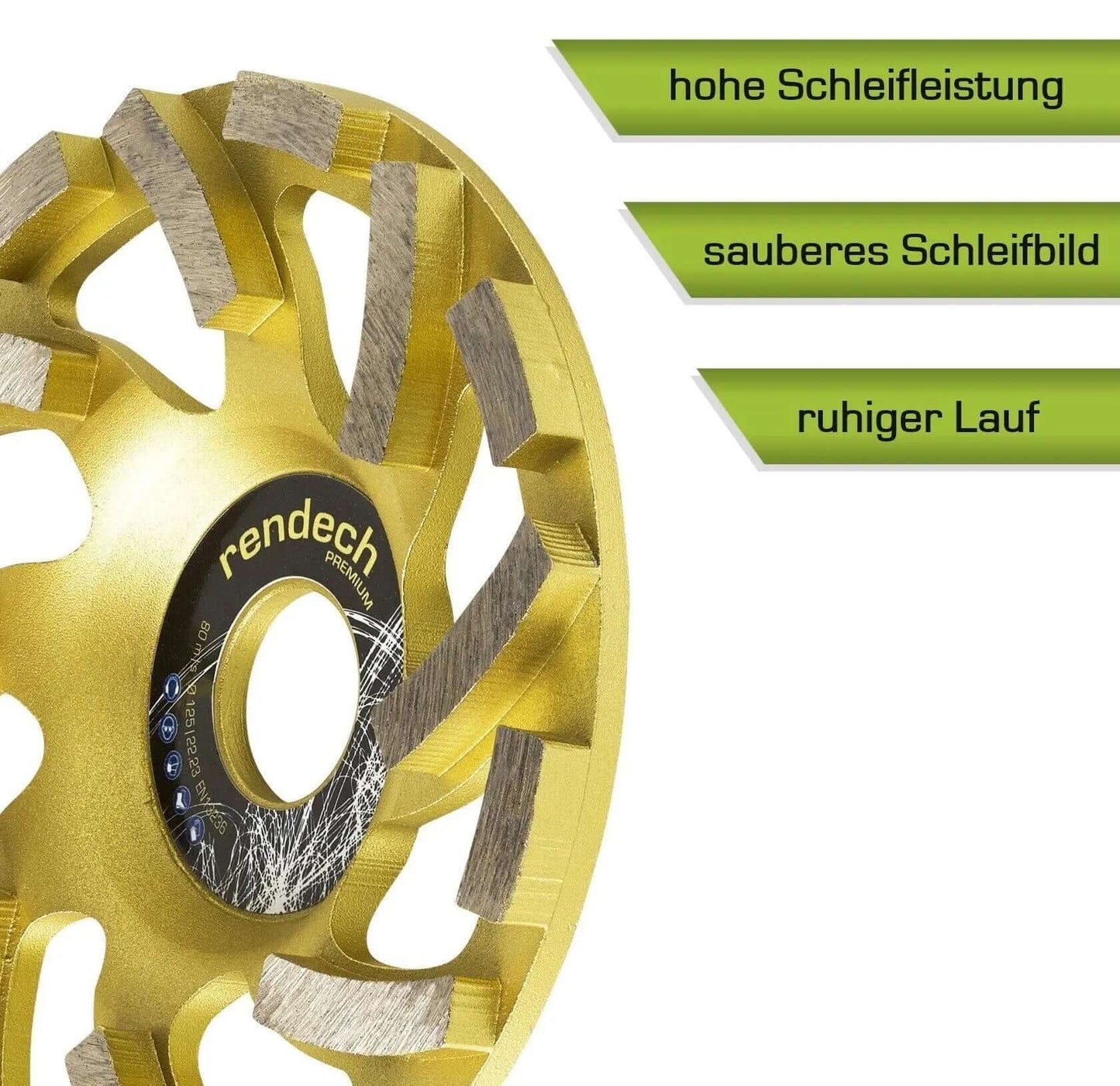 Premium Diamanttopfscheibe 125 mm mit Turbo Segmenten für optimale Schleifleistung und sauberes Schleifergebnis.