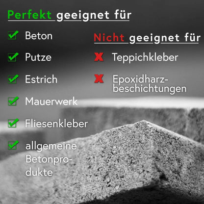 Liste der idealen Anwendungen des Diamant Schleiftopfs 125 mm für verschiedene Materialien und Nicht-Eignungen.