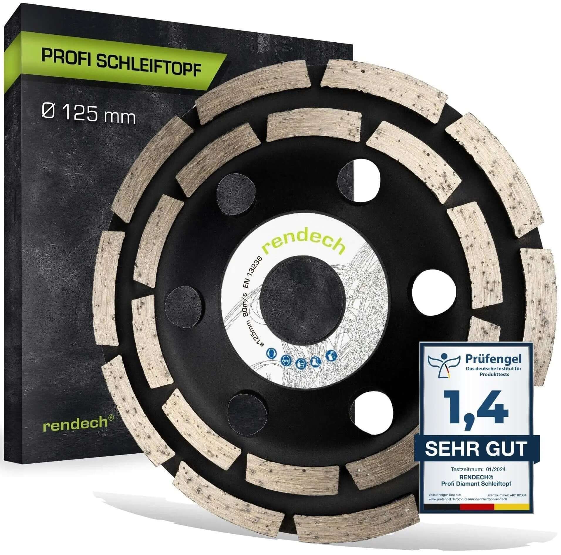 Diamant Schleiftopf 125 mm für Beton, Fliesenkleber, Profi Qualität, effiziente Schleifleistung