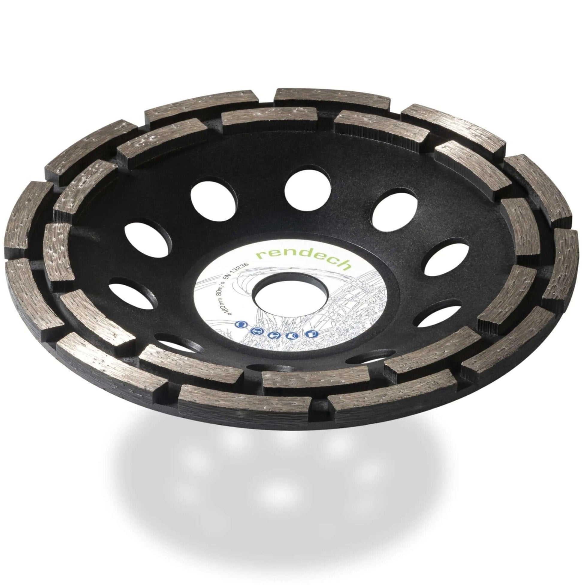 Diamantschleiftopf 180 mm für Beton und Estrich mit 2-reihigen Segmenten für Profi Schleifarbeiten.