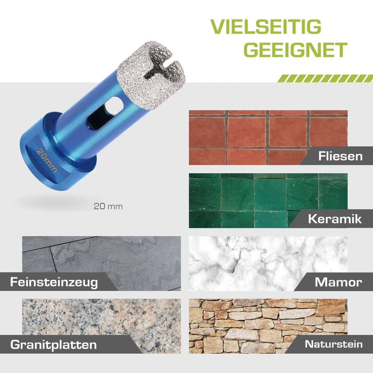 BRSCHNITT Diamant Fliesenbohrer Set – M14 Lochsäge Für Porzellan, Keramik, Marmor, Granit, Inkl. 10 Mm & 50 BRSCHNITT Diamant Fliesenbohrer Set – M14 Lochsäge Für Porzellan, Keramik, Marmor, Granit, Inkl. 10 Mm & 50