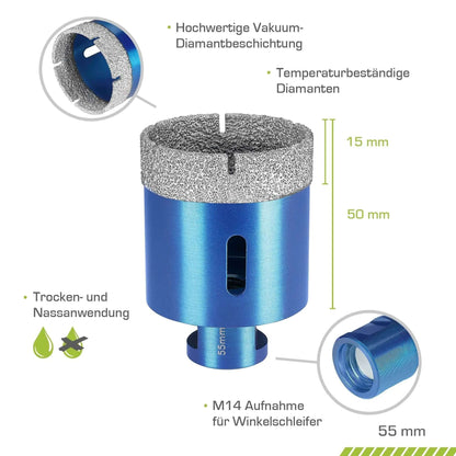 Profi Fliesenbohrer 55mm M14 - rendech®