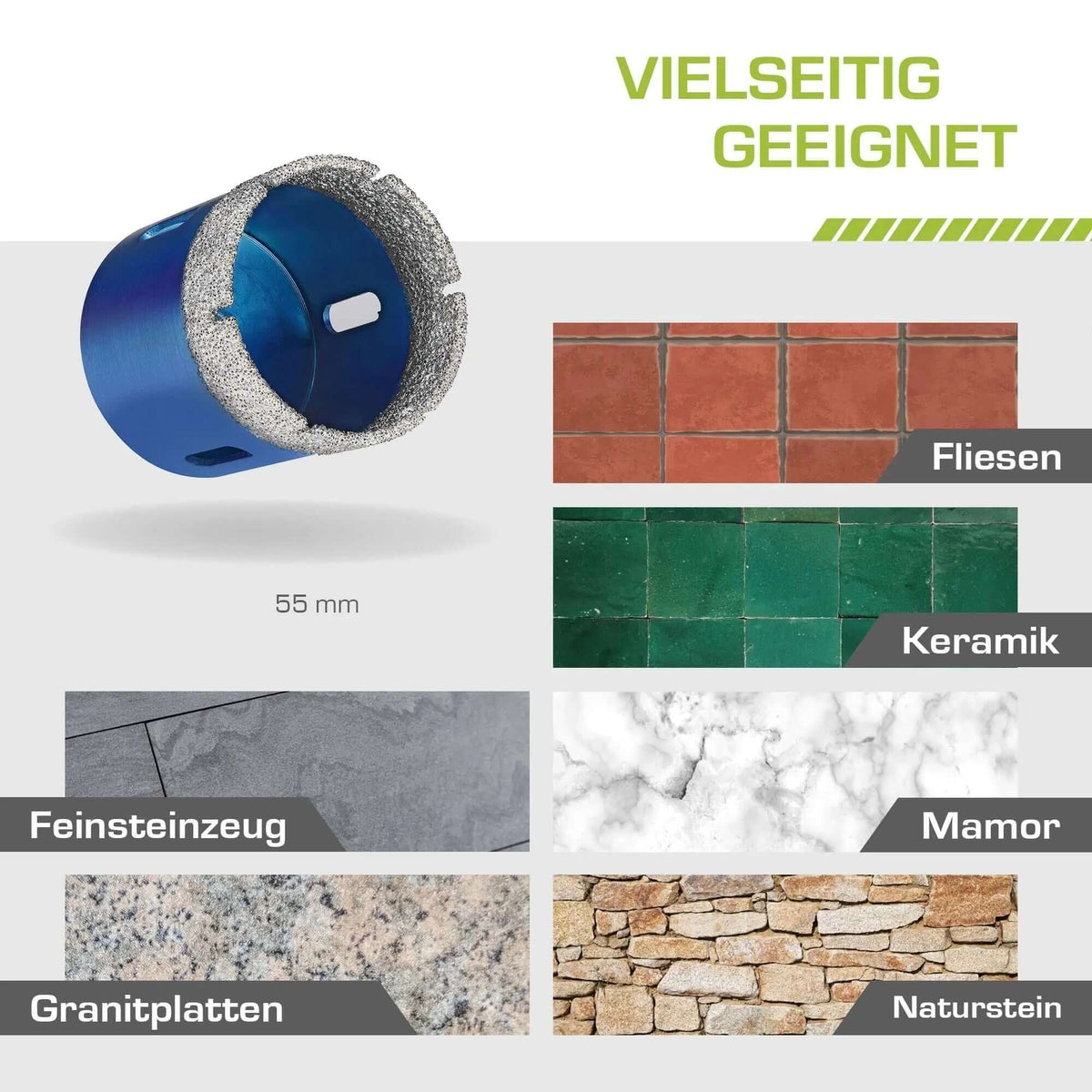 M14 Diamantbohrkrone 55mm – Fliesenbohrer Für Granit & Feinsteinzeug Von Hobbypower24