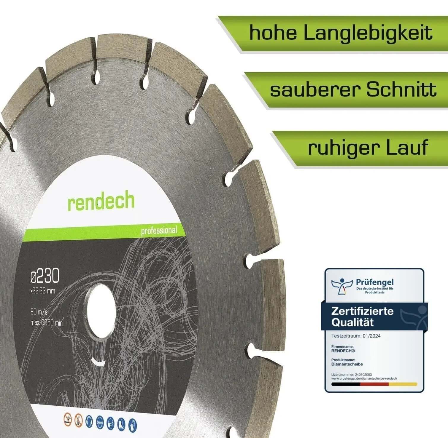 Profi Diamantscheibe 230 mm für Beton, Stein, Granit uvm. mit hoher Langlebigkeit und sauberem Schnitt.