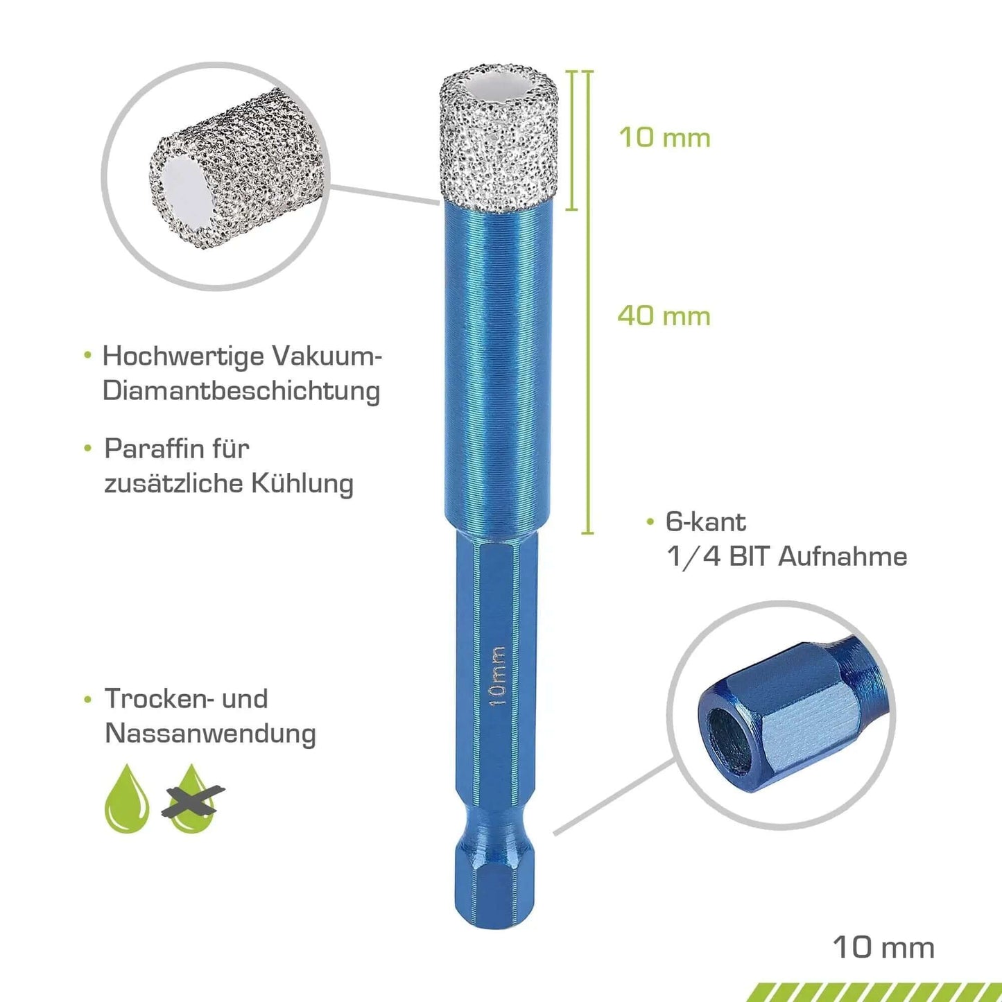 Profi Diamantbohrer 10 mm BIT - rendech®