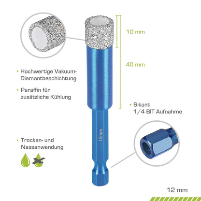 Profi Diamantbohrer 12 mm BIT - rendech®
