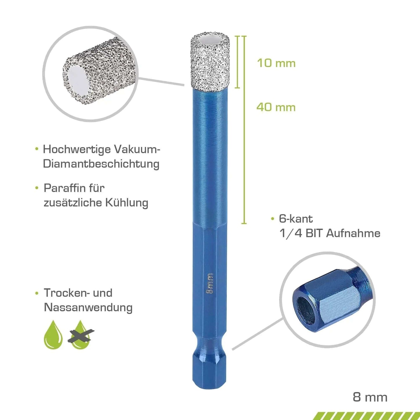 Profi Diamantbohrer 8 mm BIT - rendech®