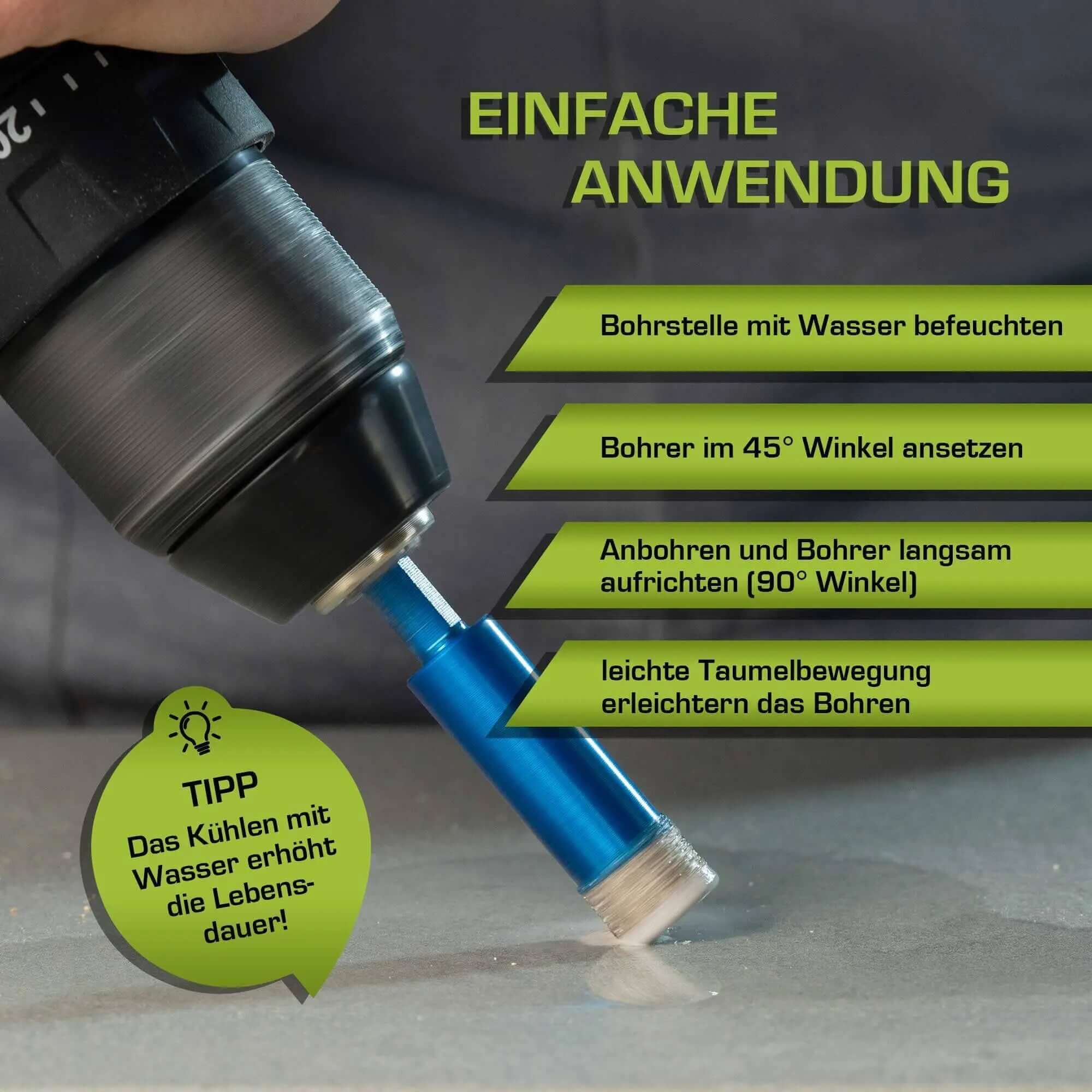Mgtgbao Steinbohrer-Set – 10 Stück, 8 Mm (5/16 Zoll) Für Fliesen, Beton & Glas, Wolframkarbid-Spitze
