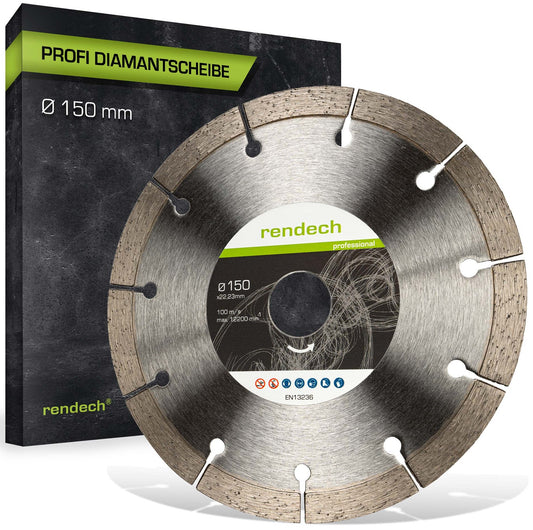 Diamantscheibe 150 mm für Beton, Mauerwerk und Naturstein, Profi Qualität mit hoher Lebensdauer.