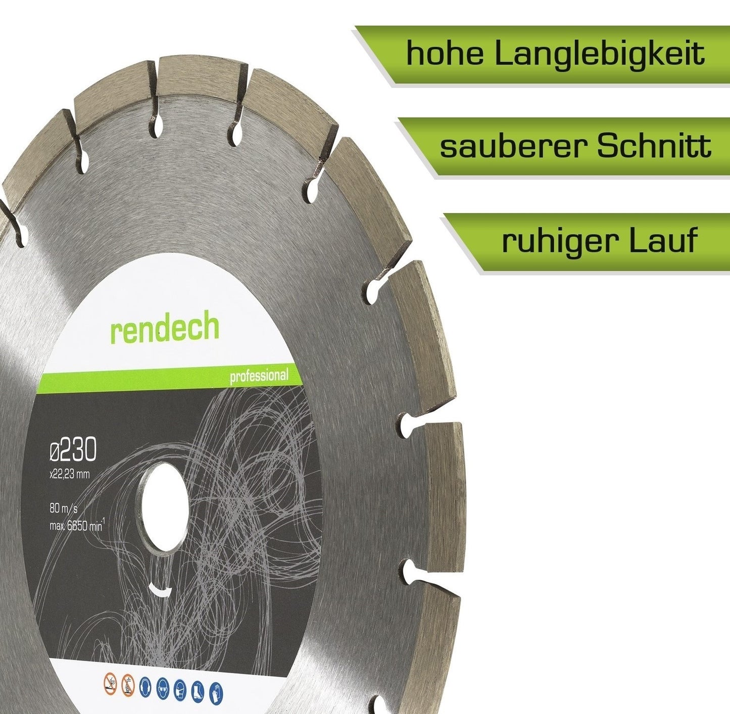 Profi Diamantscheibe 230 mm für Beton, Stein, Granit uvm. mit hoher Langlebigkeit und sauberem Schnitt.