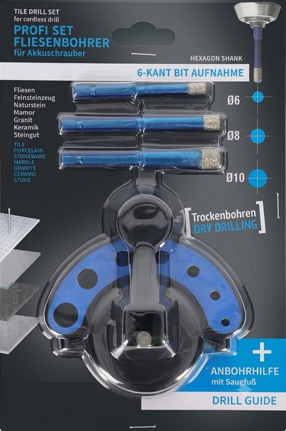Fliesenboher SET mit Anbohrhilfe