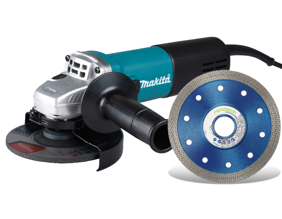 Makita Winkelschleifer 125 mm 840 W + Premium Fliesenscheibe