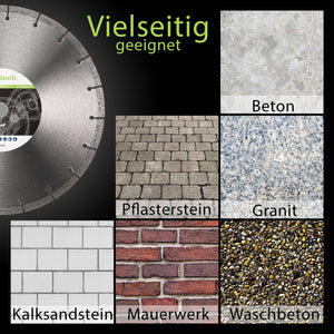 Schneiden von Beton, Stein, Mauerwerk, Ziegel, Kalksandstein, Pflastersteine, Waschbeton, Naturstein uvm.